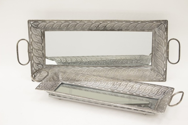 Bangladesz, srebrna taca lustrzana, kpl.2szt