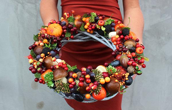 efektowny wianek Jesienny Na Grzyby New, śr.33cm   