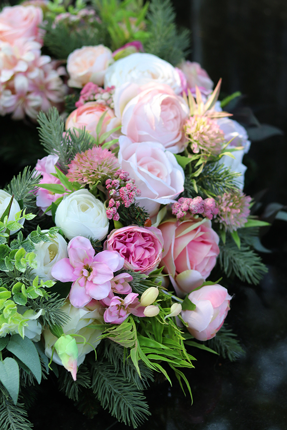 Różowa Magia, wieniec / wiązanka nagrobna, śr.50cm 