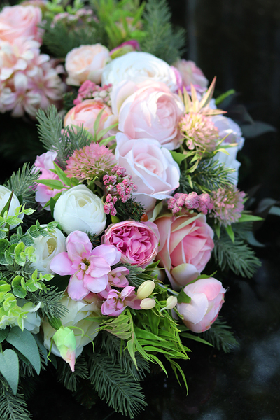 Różowa Magia, wieniec / wiązanka nagrobna, śr.50cm 