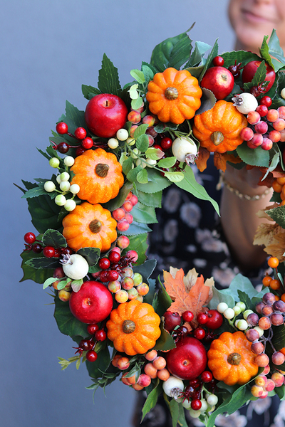 Hefrina, jesienny dyniowy wianek, śr.40cm  