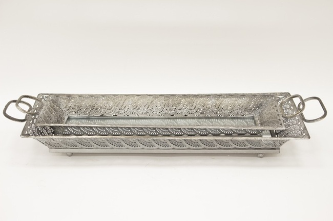 Bangladesz, srebrna taca lustrzana, kpl.2szt