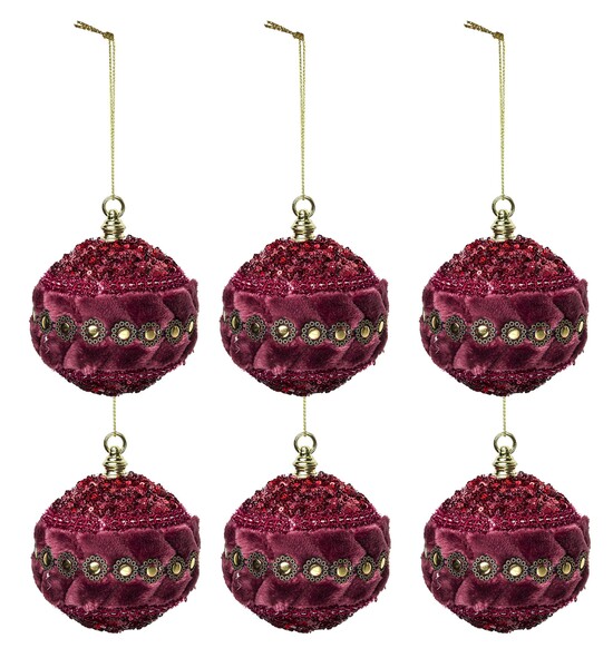 bombki świąteczne, Redano Velvetica, kpl.6szt, śr.10cm