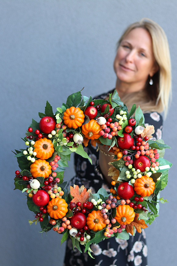 Hefrina, jesienny dyniowy wianek, śr.40cm  