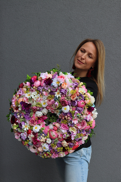 bogaty kwiatowy wianek, Perrasa Medium 3, śr.50cm 