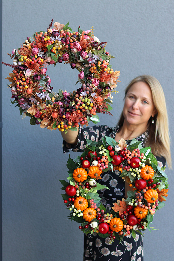 Hefrina, jesienny dyniowy wianek, śr.40cm  