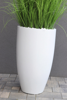 Grande Dandelion Fiberglass White, trawa w białej donicy z dmuchawcami, wys.185cm  