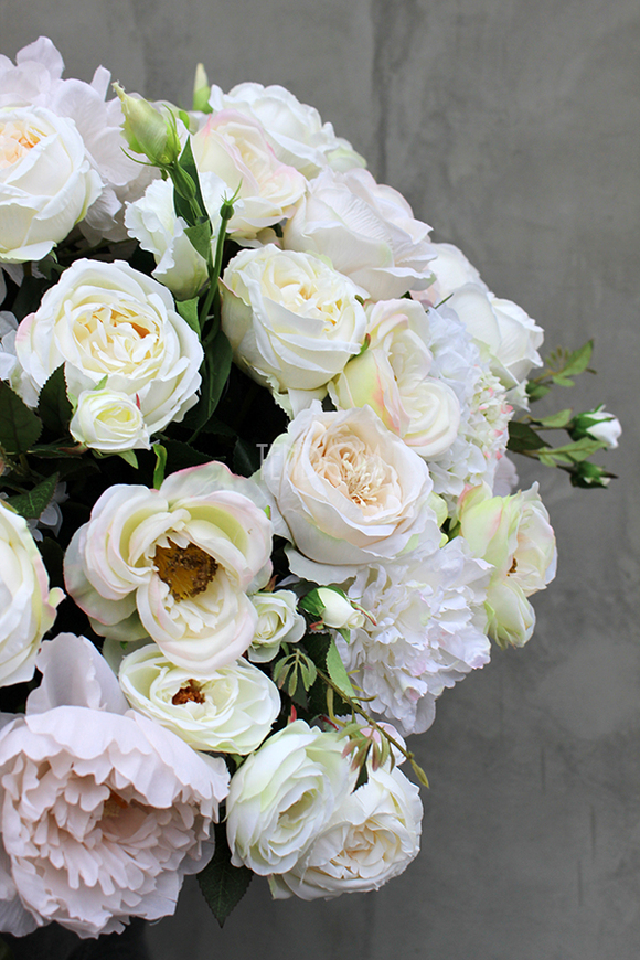 Cremona kompozycja kwiatowa w cynowanym ekskluzywnym naczyniu, dł.85cm, wys.48cm