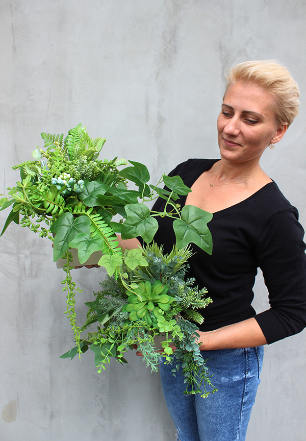 kompozycja w betonowej donicy z sukulentami Renno, wys.30cm