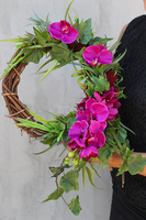 efektowny wianek na drzwi Storczyk Fuksja, śr.28cm