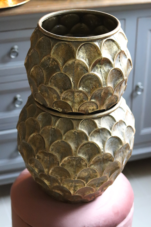 Golden ChristmasTree, złota osłonka metalowa, M, wym.25x27cm