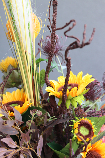 Złote Słoneczniki, jesienna kompozycja kwiatowa, wys.125cm 