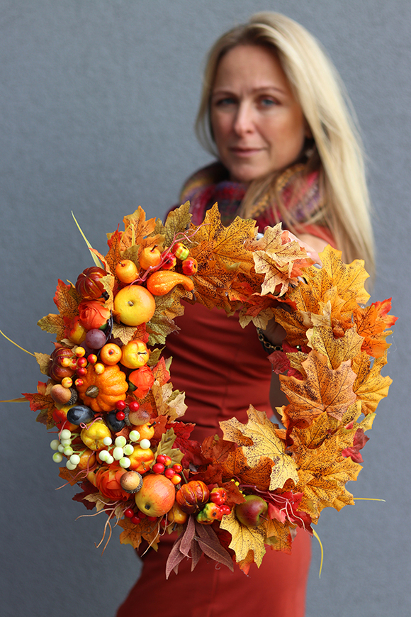 Jesienny Park, barwny wianek na drzwi, śr.36cm  