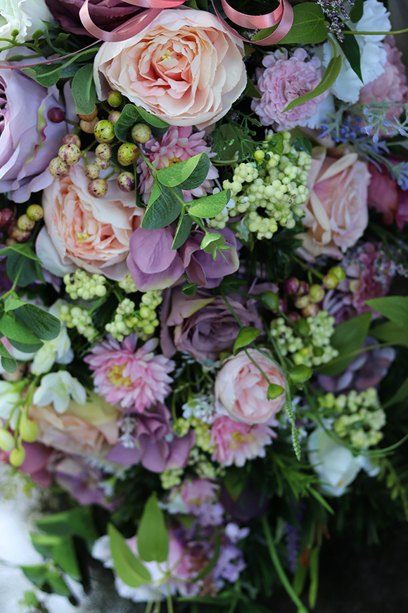 kompozycja / wiązanka nagrobna, Fioletowe Mgły, dł.60cm