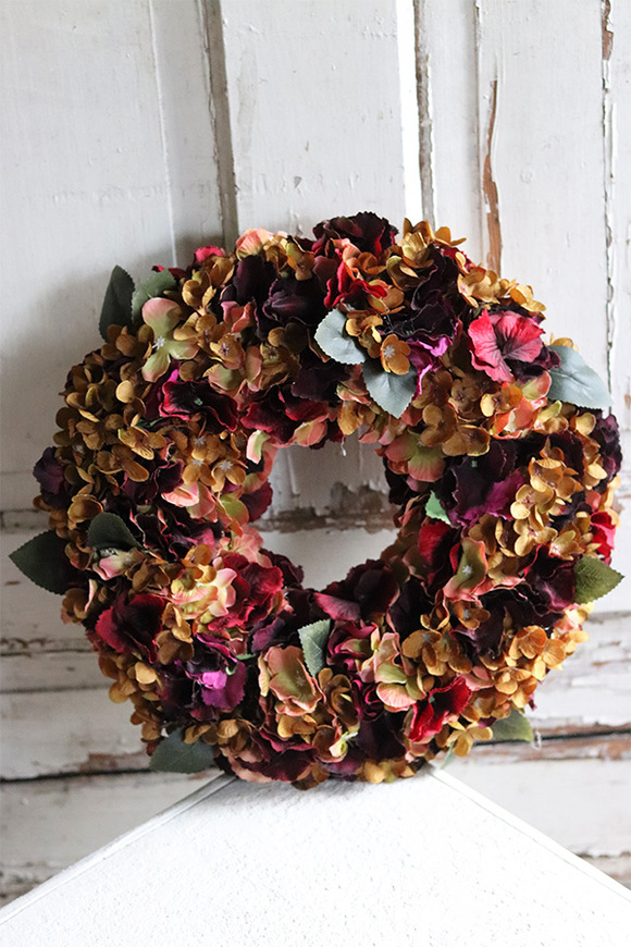 Pani Jesień, barwny wianek z hortensji, śr.40cm