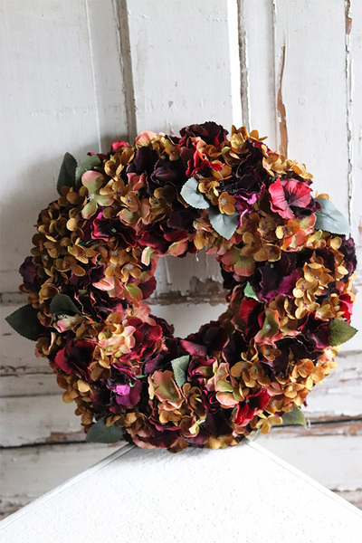 Pani Jesień, barwny wianek z hortensji, śr.40cm