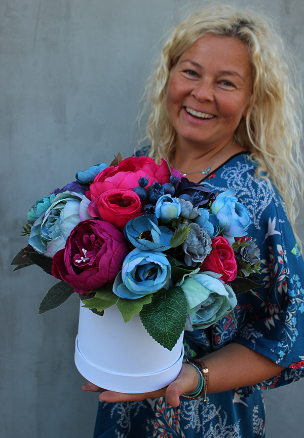 Caryca Katarzyna, Pink&Violet&Blue, elegancki flowerbox, wys.30cm