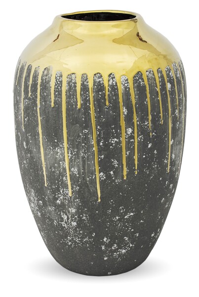 Gold Drop Long, ceramiczny wazon ze złotą dekoracją, wym.44.5x27x27cm