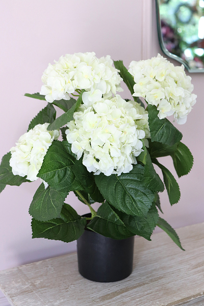 doniczkowa hortensja Biała, wysokiej jakości sztuczne kwiaty, wys.40cm