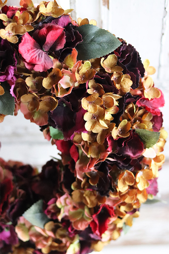 Pani Jesień, barwny wianek z hortensji, śr.40cm