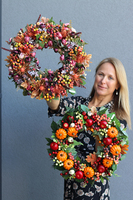bogaty kwiatowo-owocowy wianek, Jesienne Pola, śr.44cm  