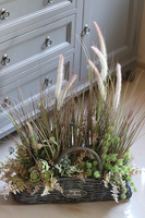 Grey Teranoto, kompozycja z traw w stylowym koszu, wys.70cm