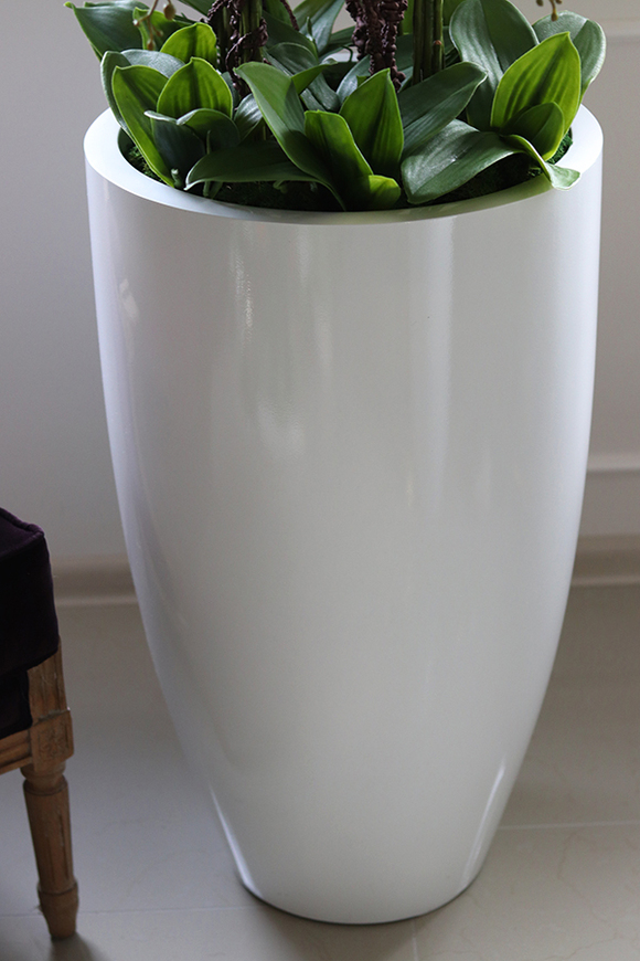 Grande Fiberglass Fenice, Big, efektowny storczyk w białej donicy z fiberglass, wys.148cm 