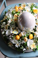 Easteria Słoneczna, wielkanocny stroik z porcelanowym jajem, śr.35cm