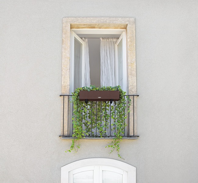 Balconera Cottage, elegancka donica z nawadnianiem, brąz, dł.80cm