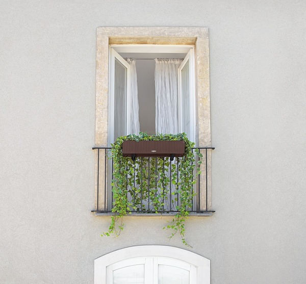 Balconera Cottage, elegancka donica z nawadnianiem, brąz, dł.80cm