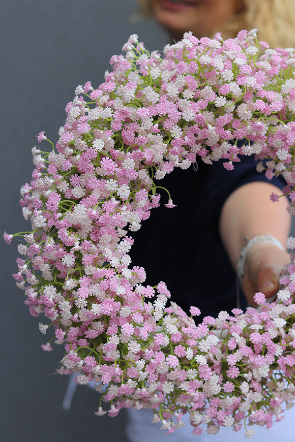 Balletina, delikatny kwiatowy wianek na drzwi, śr.36cm  