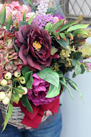 jesienna kompozycja kwiatowa / bukiet w koszu Nostalgia, wys.37cm, szer.35cm