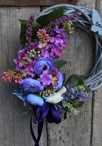 Emilia, delikatny wiosenny wianek na drzwi z Twoim imieniem, śr.27cm