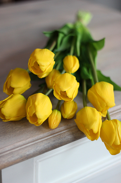April, bukiet tulipan silikonowy Żółty 7szt. dł.46cm