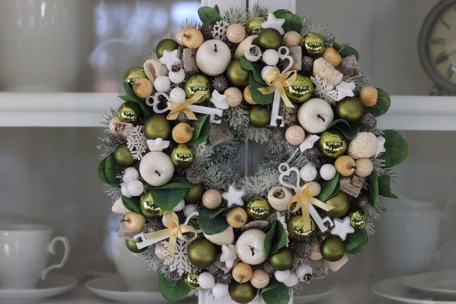 elegancki świąteczny wianek Nostalgiczne Święta, śr.30cm