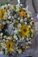 bardzo bogaty, wielkanocny wianek Happy Easter, śr.40cm