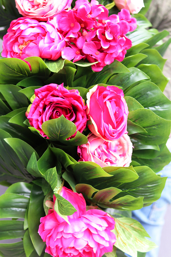 girlanda ze sztucznych roślin, Monstera Fuksja, dł.100cm