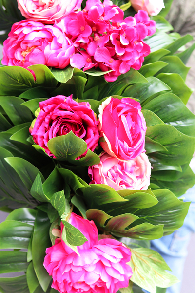 girlanda ze sztucznych roślin, Monstera Fuksja, dł.100cm