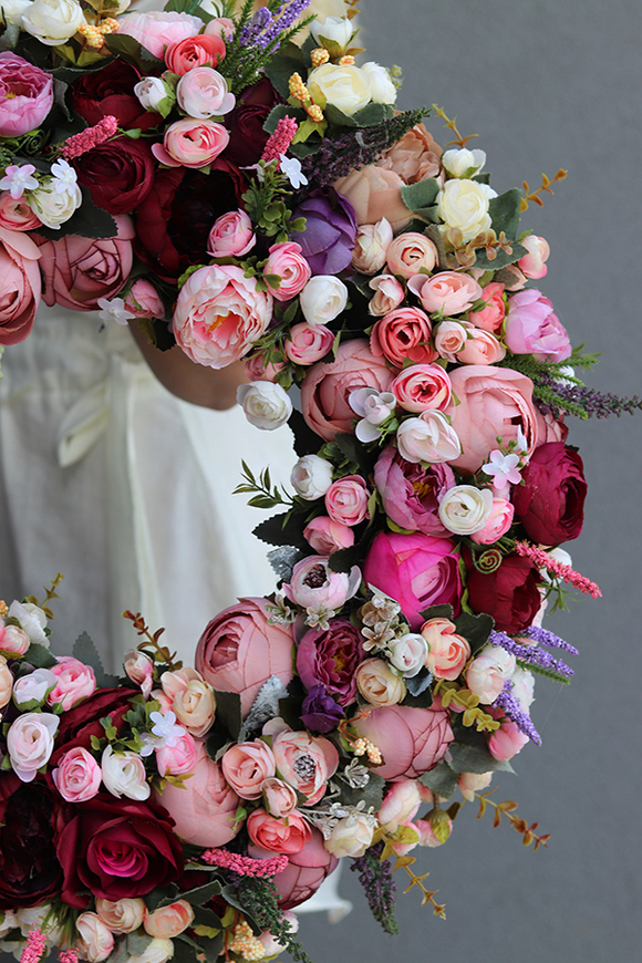 Bella Jesienna 5, duży kwiatowy wianek na drzwi, śr.53cm  