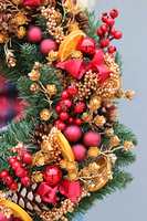 duży bożonarodzeniowy wianek, Burgundowa Wigilia, śr.50cm 