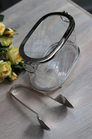 Glamour Spring, kryształowy pojemnik na lód ze szczypcami, wym.13x20x11cm