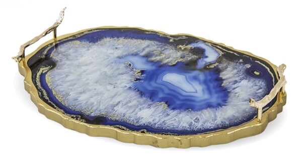 atrakcyjna złota taca glamour, Agate, wym.8x36x47cm