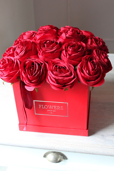 czerwony flowerbox Walentyna, wys.29cm