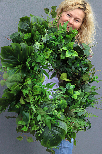 bardzo duży wianek na drzwi, Green Leaves, śr.70cm