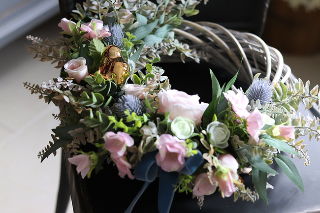 atrakcyjny, wiosenny wianek, Green Canoe Pastels, śr.35cm  