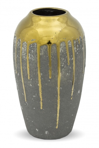 Gold Drop Classic, ceramiczny wazon ze złotą dekoracją, wym.24.5x13x13cm