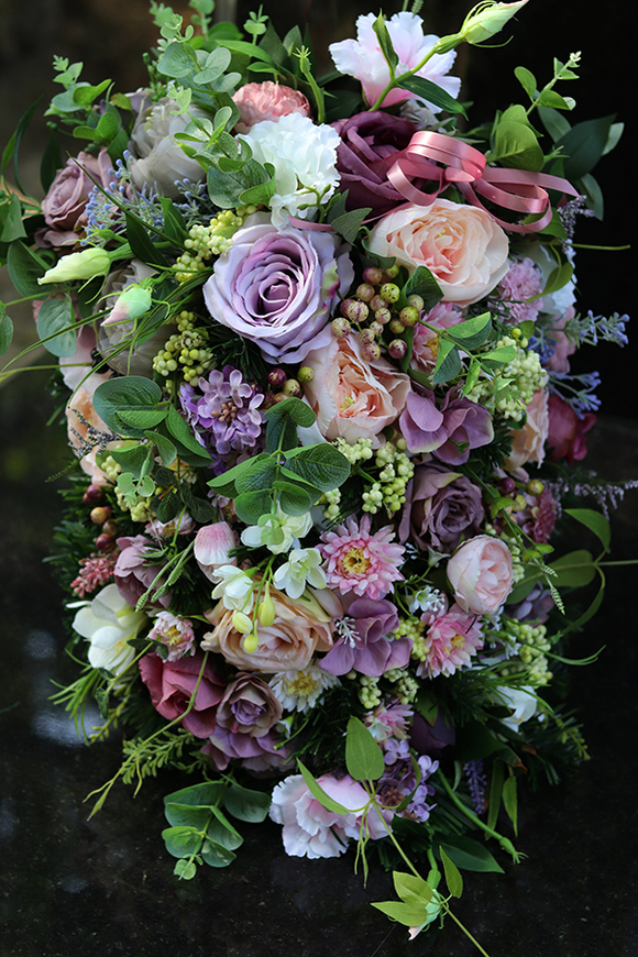 kompozycja / wiązanka nagrobna, Fioletowe Mgły, dł.60cm