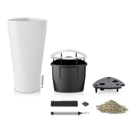 Delta Premium, elegancka donica z nawadnianiem, biała, wys.56cm