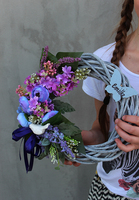 Emilia, delikatny wiosenny wianek na drzwi z Twoim imieniem, śr.27cm