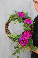 efektowny wianek na drzwi Storczyk Fuksja, śr.28cm